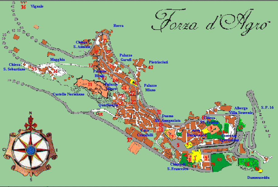 Cartina topografica del comune di Forza d'Agrò